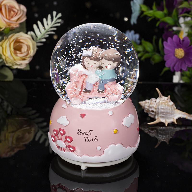 Seesaw Crystal Childrens Ball Light Up Music Box Resin Nightlight Cell Button