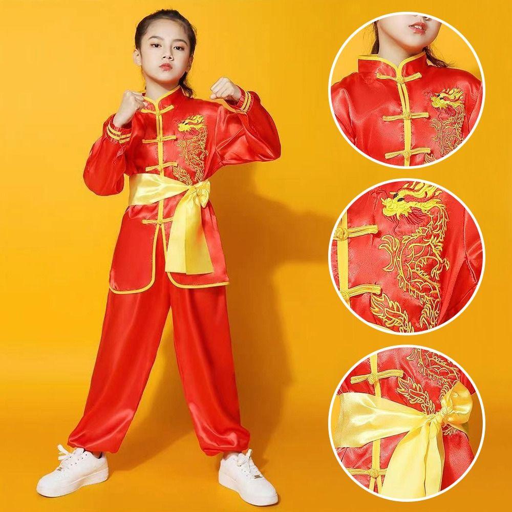 Long Sleeves Wushu Costume Chinese Traditional Martial Art Uniform Tai Chi Uniform  Kids Boys Girls