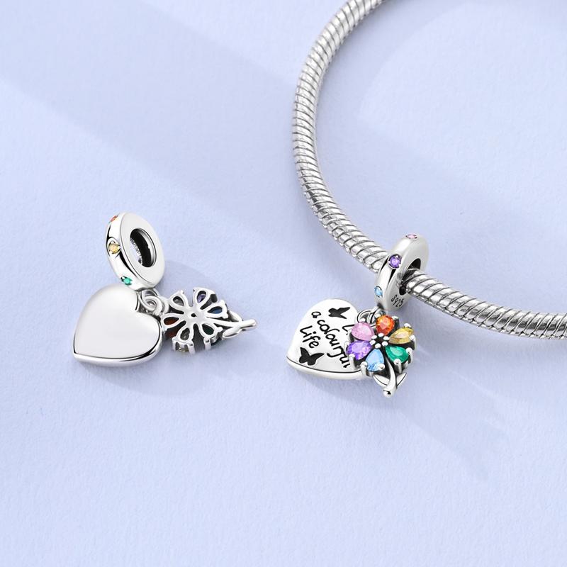 Charms 925 Silver Charms Sunflowers Mushroom Ros Beads Pendant Jewelry Fit Originals 925 Bracelet DIY Woman Gift