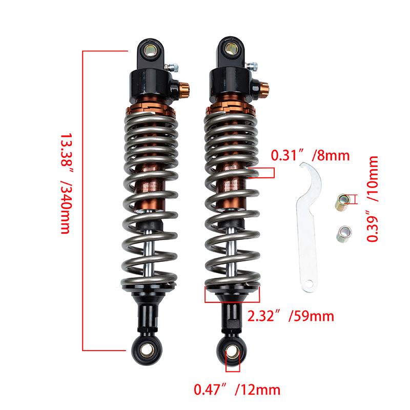 

340 мм Деталь для мотоцикла Задний амортизатор Пружина Регулируемые амортизаторы Для Honda Yamaha Kawasaki Suzuki Квадроцикл Quad
