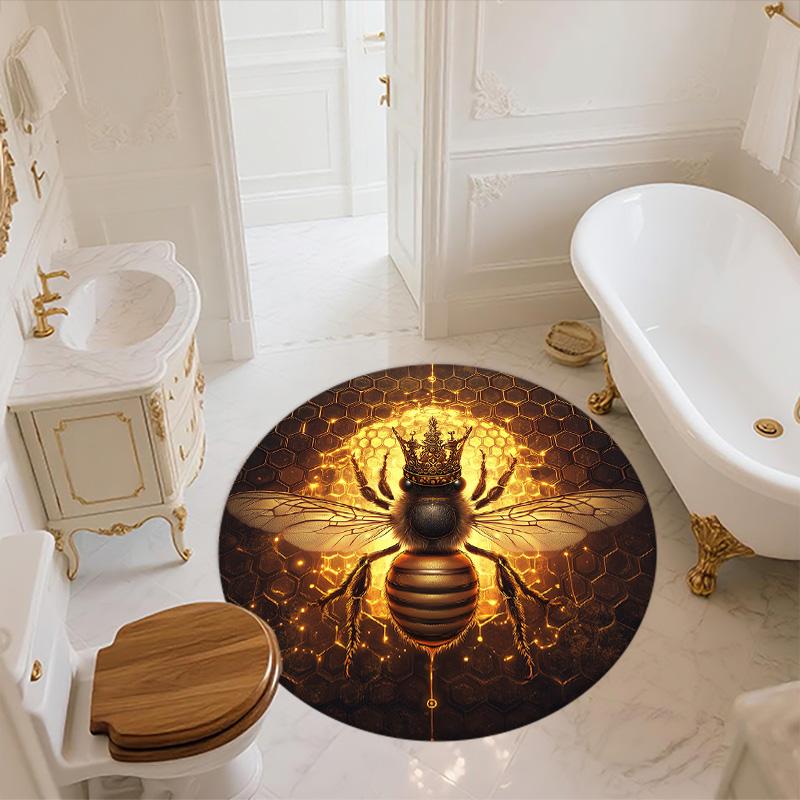 Bee,Round Area Rug,Carpet Rug for Living Room Bedroom Sofa Playroom Decor,Non-slip Floor Mat