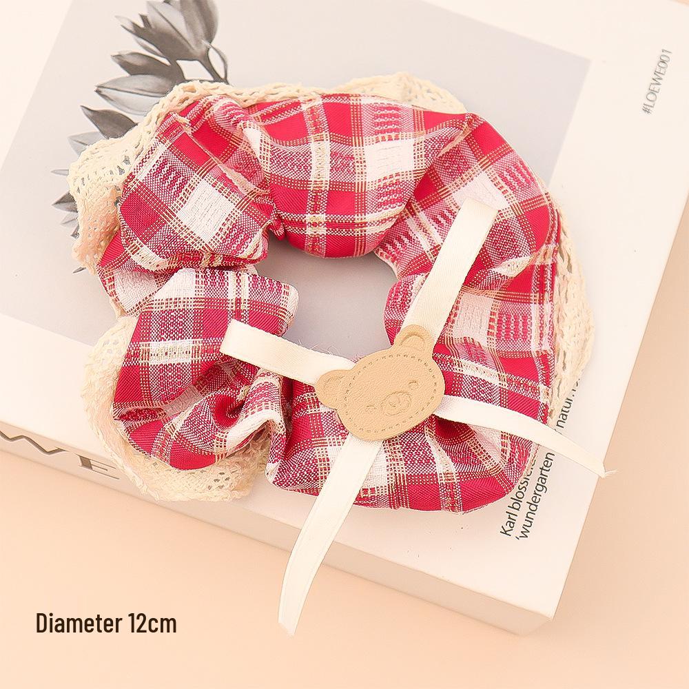 

Балетный бант клетчатая резинка для волос с кружевной отделкой аксессуары для волос для женщин