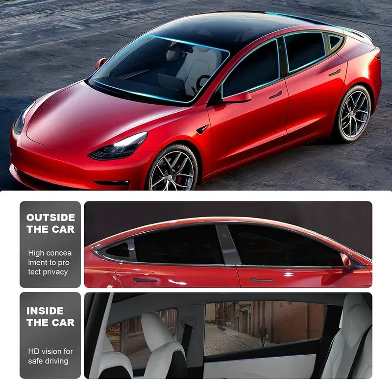 Pour Tesla Model 3 Model3 Film Solaire pour Vitre Latérale de Voiture 2018 2024 Accessoires Protecteur UV Teinte d'Été