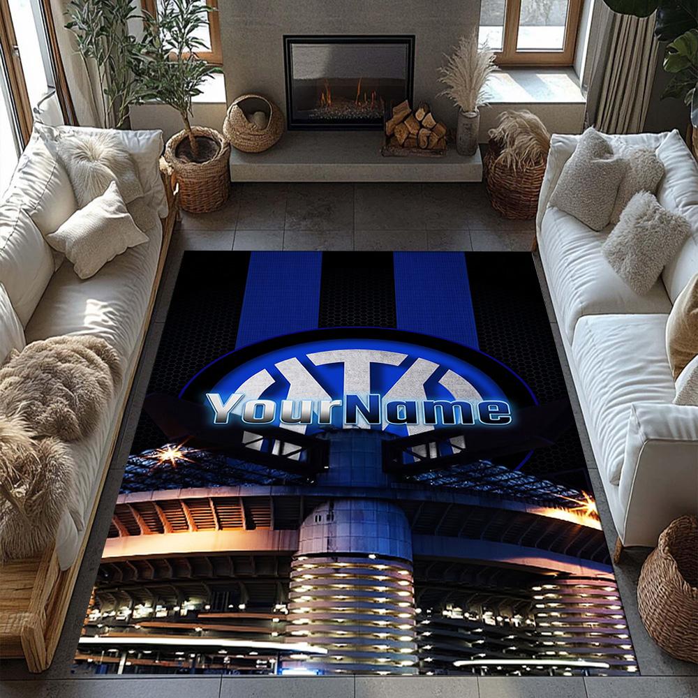 Inter Milan Personalized Text Floor Mat Design for Kitchen Bedrooms Dining Room Dormitory Antislip Carpet Decorate Offices Spiritual Gift