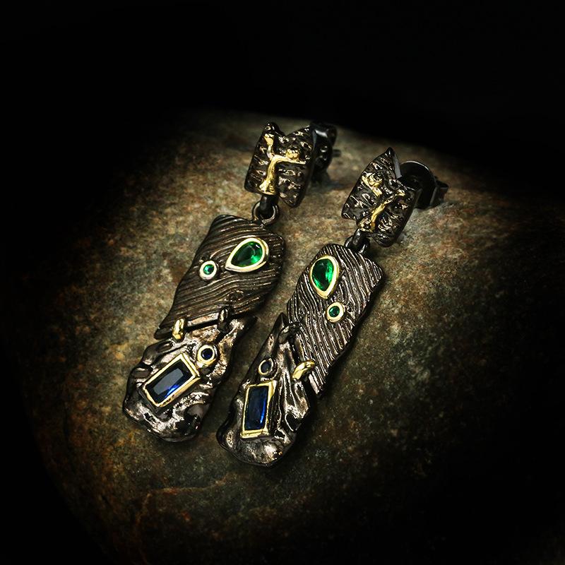 

Серьги из черного камня в этническом ретро-стиле своими руками, аксессуары для украшения из черного золота