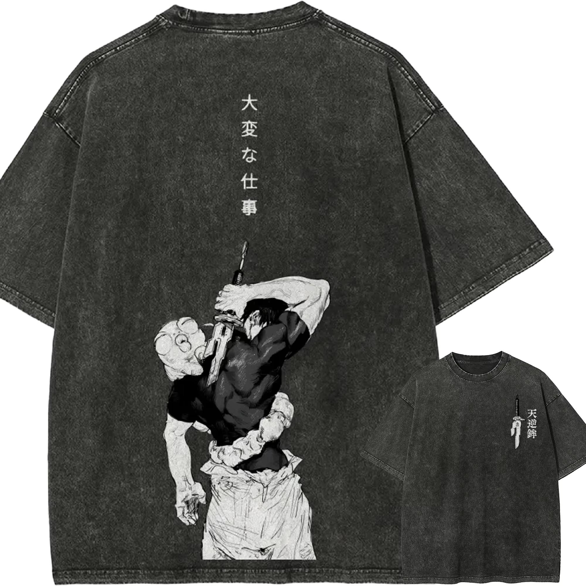 

Toji Fushiguro Maki Zenin T-shirt Jujutsu Kaisen Blood Manga T Vintage Washed Retro Anime Streetwear Top 3XL