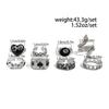 IngeSight.Z 8Pcs Vintage Punk Dice Love Heart Ring Women Gothic Creative Silver Color Metal Finger Rings Jewelry Halloween Gift