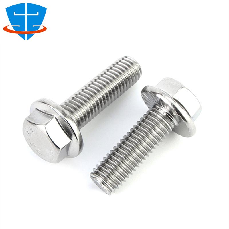 DIN6921 M4 M5 M6 M8 M10 M12 Black 304 Stainless Steel External Hex Hexagon Flange Bolt Toothed Anti-skid Screws With Pad