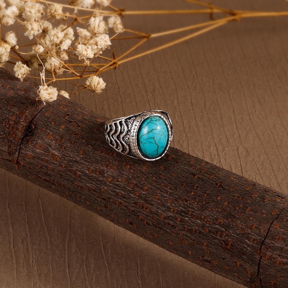 Zinc Zinc Alloy Western Country Ring Antique Vintage Ring Trendy Turquoise Ring  Girls