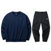 Solid Color Warm Loose Fit Round Neck Sweatshirt With Letter Print And Elastic Waist Cuffed Pants Casual Sports Set 972448711-6+172448301N-2