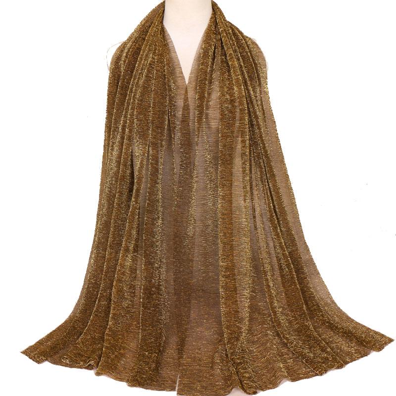 Summer Breathable Hijab Scarf Fashionable Turban Gold Thread Scarves Lightweight Long Head Wrap Shawl