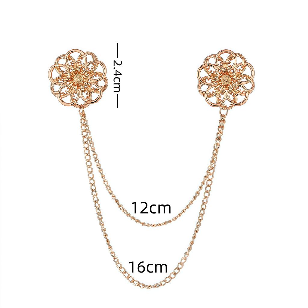 High Quality Rhinestone Flower Brooch Korean Tassel Chain Suit Collar Pins Corsage Fashion Wedding Party Jewelry Accessory