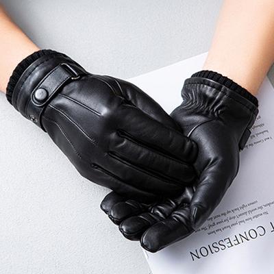 Herren Echtleder Handschuhe Touchscreen Warmhalten Winter Kopfschicht Echtes Schafsleder Warme Kaschmir Dicke Wasserdichte Handschuhe