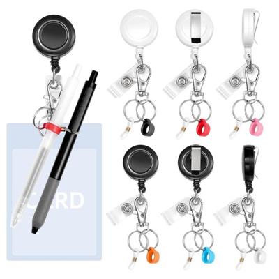 Keychain Stretchable Flexible Keyring with Lobster Clasp Pen Holder Lightweight Compact Stainless Steel Silicone Key Chain