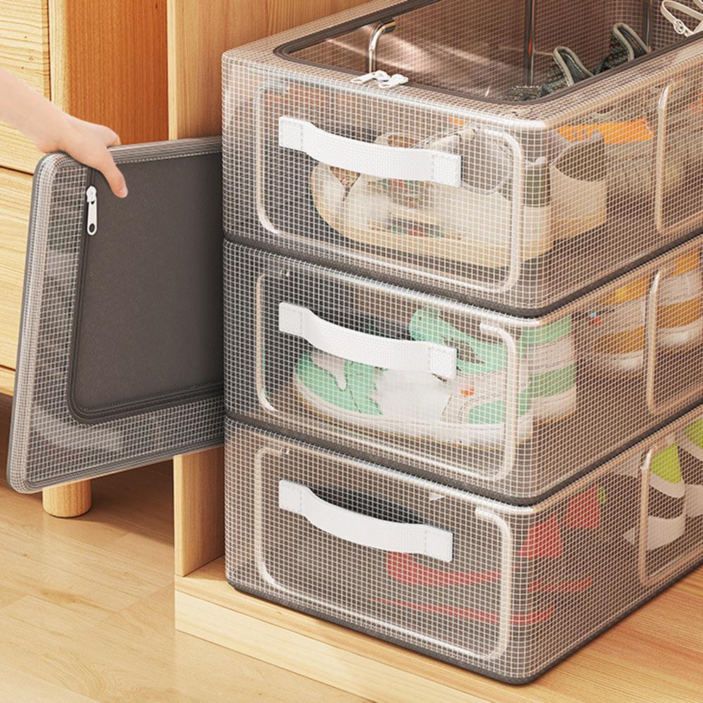 1 Stück PVC Schuhkorb Bettboden Schuhaufbewahrungsbox Schuhkarton Staubdicht Transparent Einzel-Fenster Organizer Faltbar