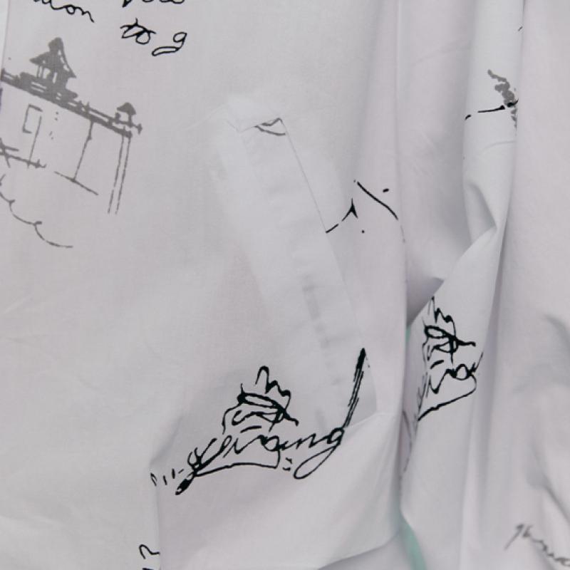 MAXZA Croquis Print Volume Sleeve Shirt Blouse Zc06qb021on