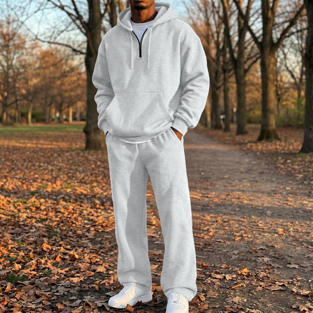 Herren 2-teiliges Set: Reißverschluss-Kapuzenpullover und Jogginghose mit elastischem Bund für Outdoor-Sport und Freizeit