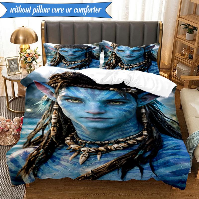 3-teiliges Ava-tar Abenteuer Bettwäsche-Set, Enthält 1 Stück Bettbezug und 2 Stück Kissenbezüge. Perfekt für Schlafzimmer, Wohnheim, Weihnachtsgeschenk für Fans