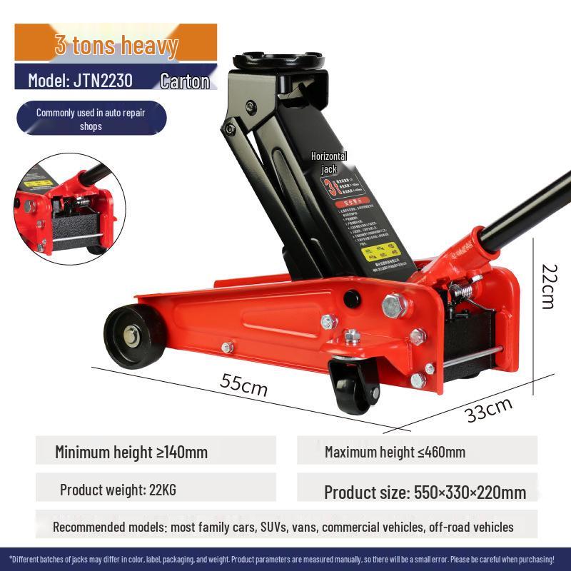 2-3 Ton Horizontal Hydraulic Jack for Cars: Sedan, SUV, Van Tire Changing Tool