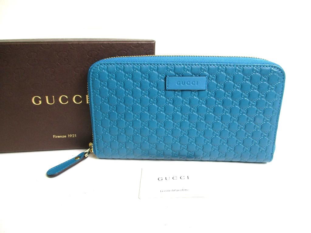 Authentic GUCCI Micro Guccissima Turquoise Leather Round Zip Long Wallet #a349  Refurbished
