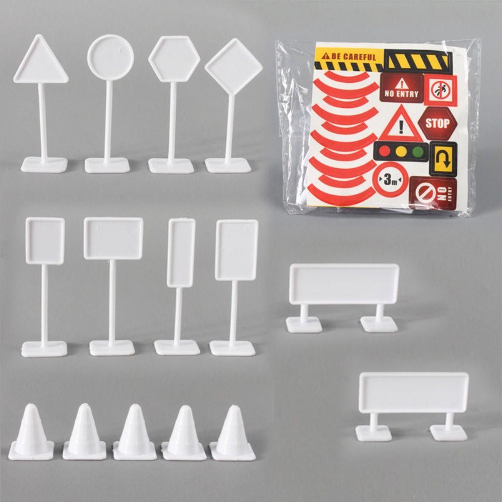 15Pcs/Set City Traffic Mini Traffic Signs Model Toy Road Block    Birthday Gifts