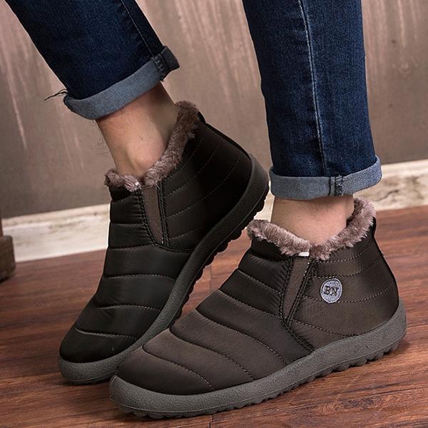 Women Men Winter Shoes Solid Color Snow Boots Cotton Inside Antiskid Bottom Keep Warm Waterproof