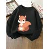 European sizes Kids' Crewneck Sweatshirt - Cute Squirrel Standing Pink Background , Sportswear And Casual Wear, Soft And Comfortable