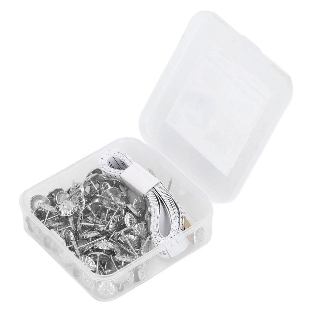 100Pcs Upholstery Tack Decorative Nail Pin Head Carbon Steel Set Kit for Furniture Gold