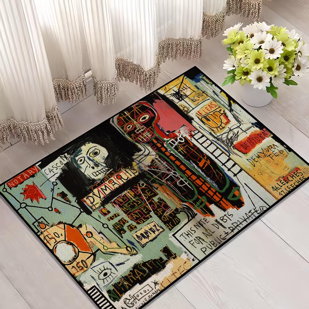 

Дверной коврик J-Jean-Michel Art Для гостиной Прикроватное украшение Кровать Пол Ванная Кухня B-Basquiats Входной ковер Большой ковер SJR40x60CM