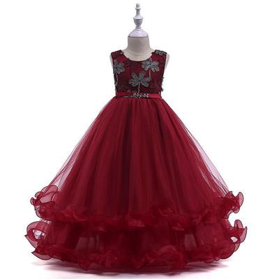 Detské šaty pre dievčatá Čipkované šaty Vyšívané šaty Princezná Detská Slávnostná večerná párty Kvetinová dievčenská svadba Vestidois