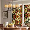 Retro Flower Stained Glass Window Film Removable Bathroom Window Film Window Decals Static Clings