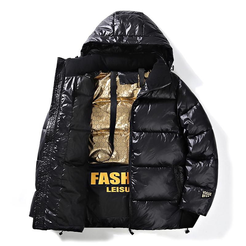 2025 Winter Warm Jacket Men's Trendy Brand Black Gold Bright Waterproof Warm Parka Short Women's Casual Down Cotton Padded Coat