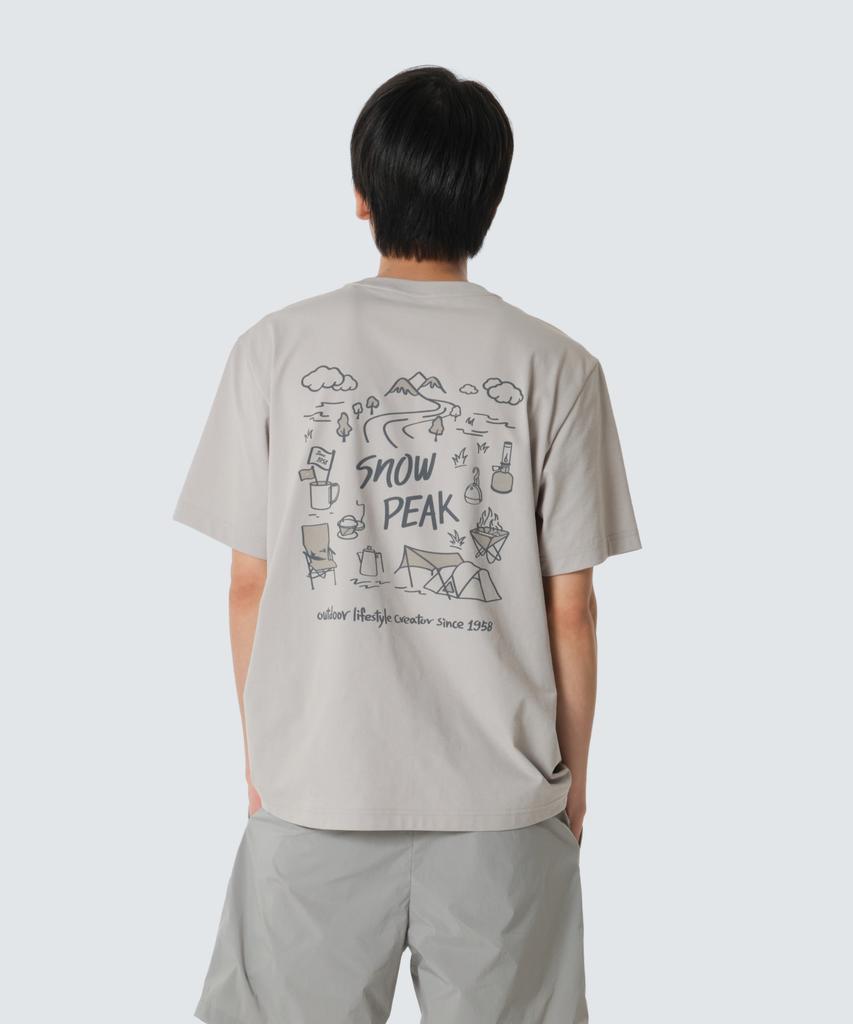 SNOWPEAK APPAREL Regen Quick-Dry Camping Graphic Short Sleeve T-Shirt (S26Mutts54) Light Beige