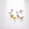 ANDYWEN 925 Sterling Silver Gold Leaves Stud Earring Clips Piercing Luxury 2023 Women Winter Luxury Fine Jewelry