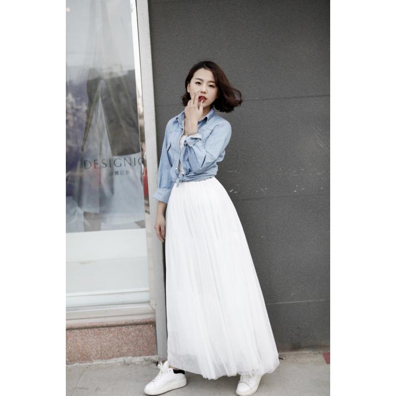 

Спідниця з тюлю А-силуету з високою талією в корейському стилі - Весна/Літо Length 88CM (Ankle-Length for Height Below 165CM) білий