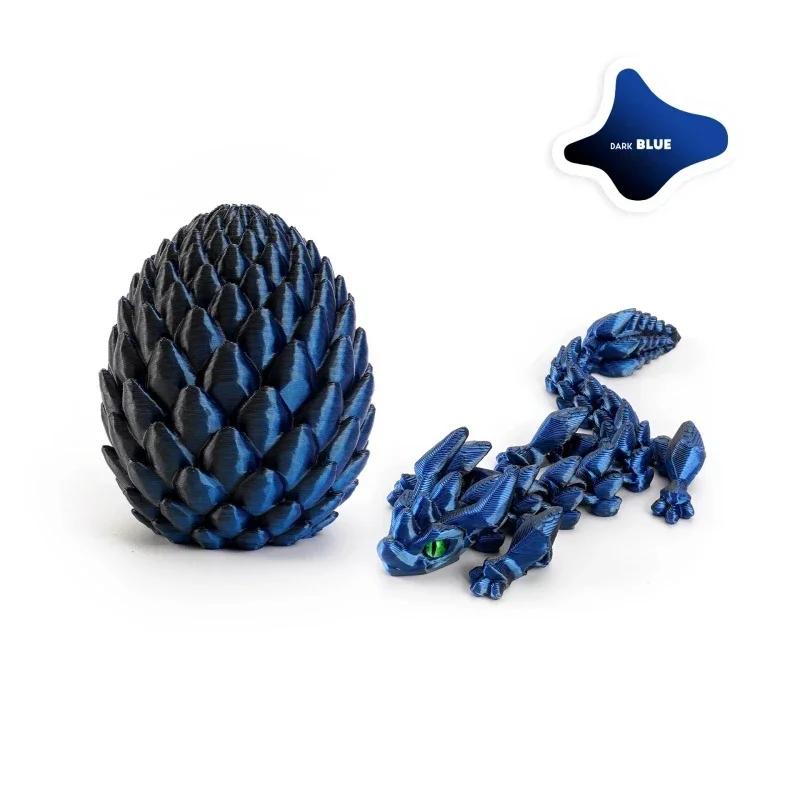 12cm 3D Printed Easter Eggs with Icy Crystal Mini Dragon Articulated Dragon Figure Easter Basket Stuffers Party Favors for Kids