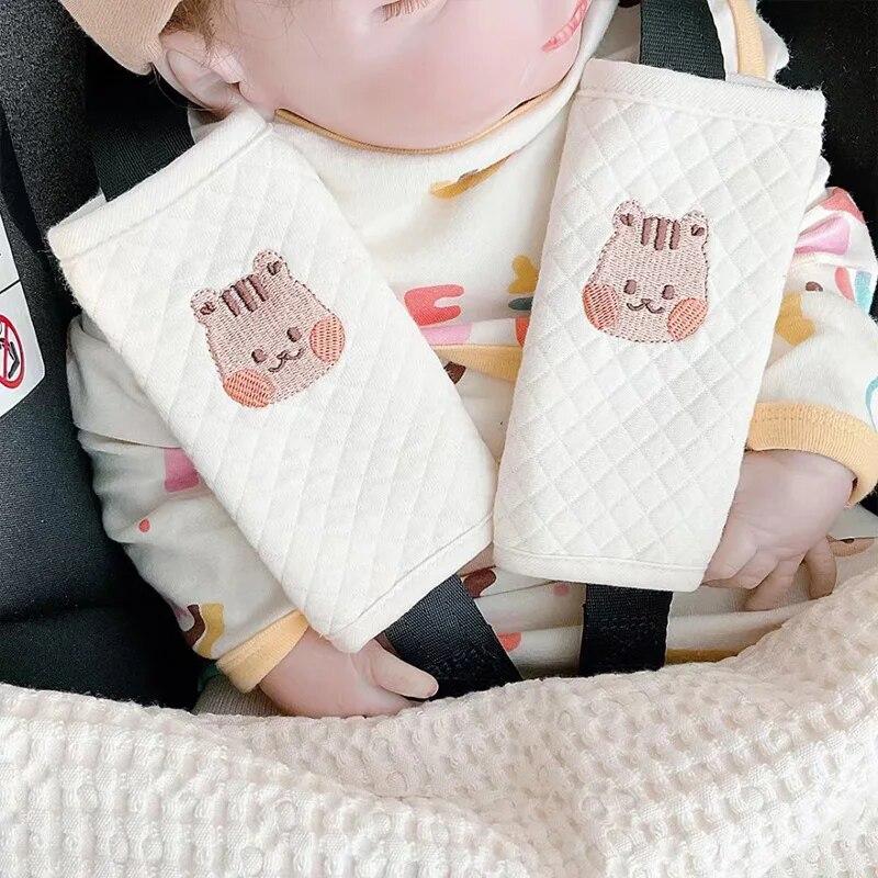 2Pcs Baby Car Safety Seat Belt Cover Cotton Cute Bear Bunny Neck Shoulder Protector Kids Children Seat Belt Protective Cover