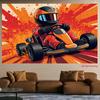 2D plane, illustration of kart driver in one racing suit, providing a perfect backdrop for your party