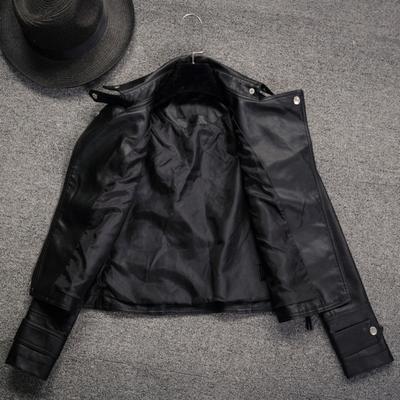 Chaqueta de piel sintética para mujer, abrigo corto con solapa y manga larga con cremallera, chaqueta de motocicleta, prendas de vestir, ropa de calle, primavera y otoño
