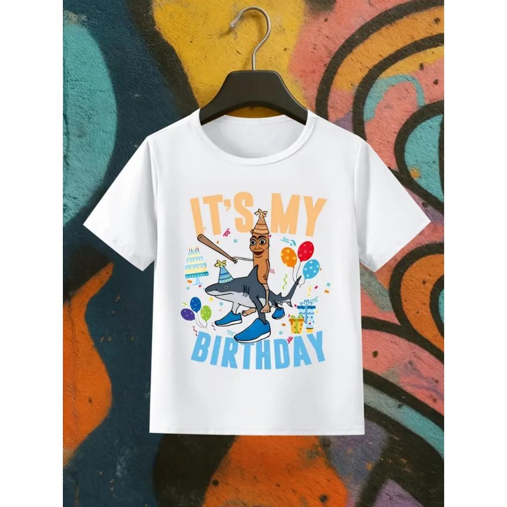 Italská trička Brainrot pro děti Kreslený potisk na narozeninovou oslavu Tričko s krátkým rukávem Chlapec Dívka Letní móda Top Narozeninový dárek