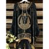 Fashion New Arrival Plus Size Bastet Egyptian Cat Goddess Print Women's Top Elegant Casual Style Round Neck Long Sleeve T-Shirt