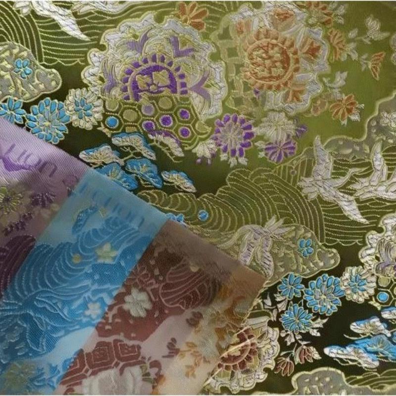 Wide 75cm Chinese-style Crane Jacquard Fabric for Sewing Traditional Hanfu Tang Suit Coat Luxuriou Satin Ethnic Clothing
