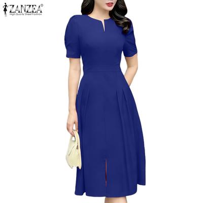 Women Casual Round Neck Summer Short Sleeve Dress