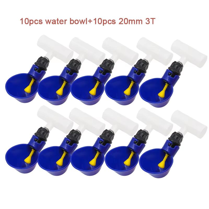 

10Pcs 20/25mm Automatic Chicken Quail Drinker Bowl Bird Water Cups Thread Connecting Pipe Poultry Quail Bird Drinking Supplies