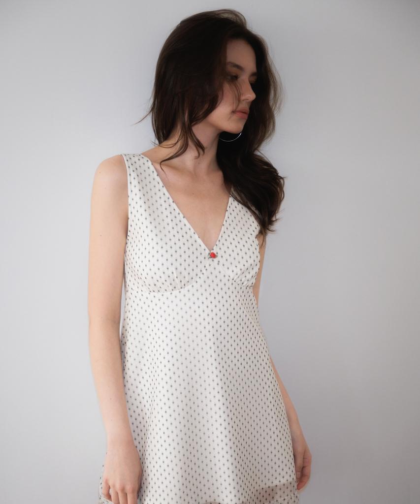 Rose Franz Rose Dot Chiffon Mini Dress [Ivory]