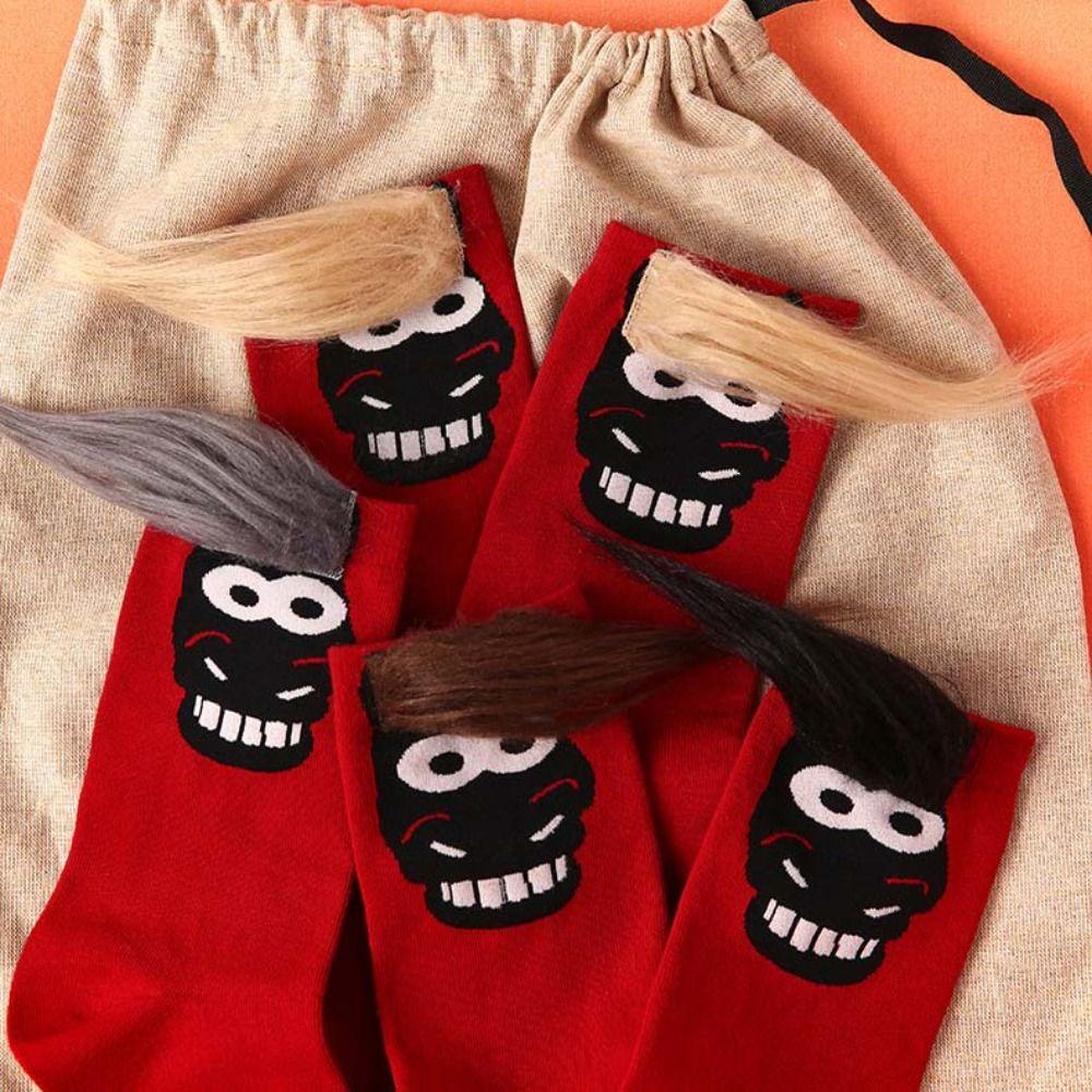 Cartoon Year of The Horse Socks Winter Autumn Red Tube Socks Cute Zodiac Year Socks Women