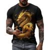 Summer Animal Dragon Pattern 3D Print T-Shirt Short Sleeve Outdoor Fashion Street Round Neck Top OverSize Casual Men's Clothing