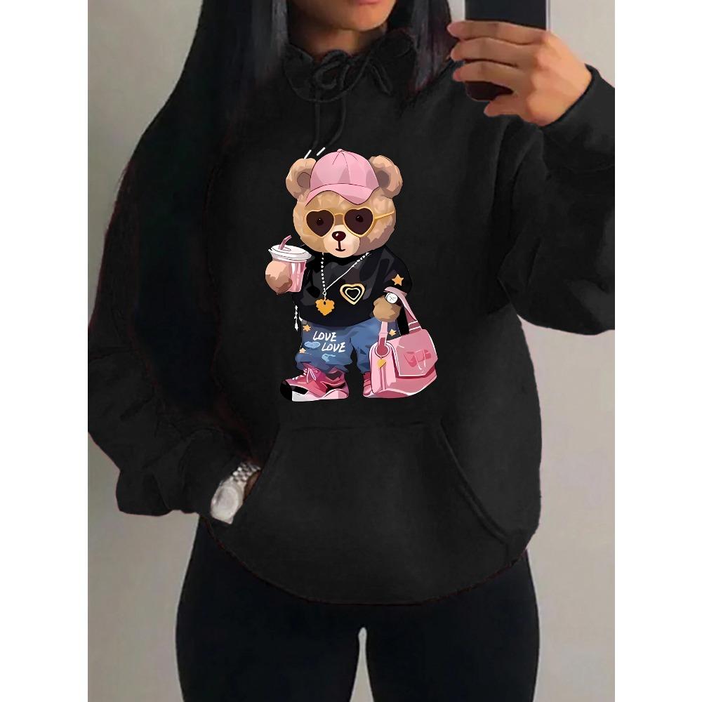 Cool Bear Sister Pattern Creative Design Women Clothes Creativity Fleece Hoodie Harajuku Pocket Pullovers Funny Autumn Hoody