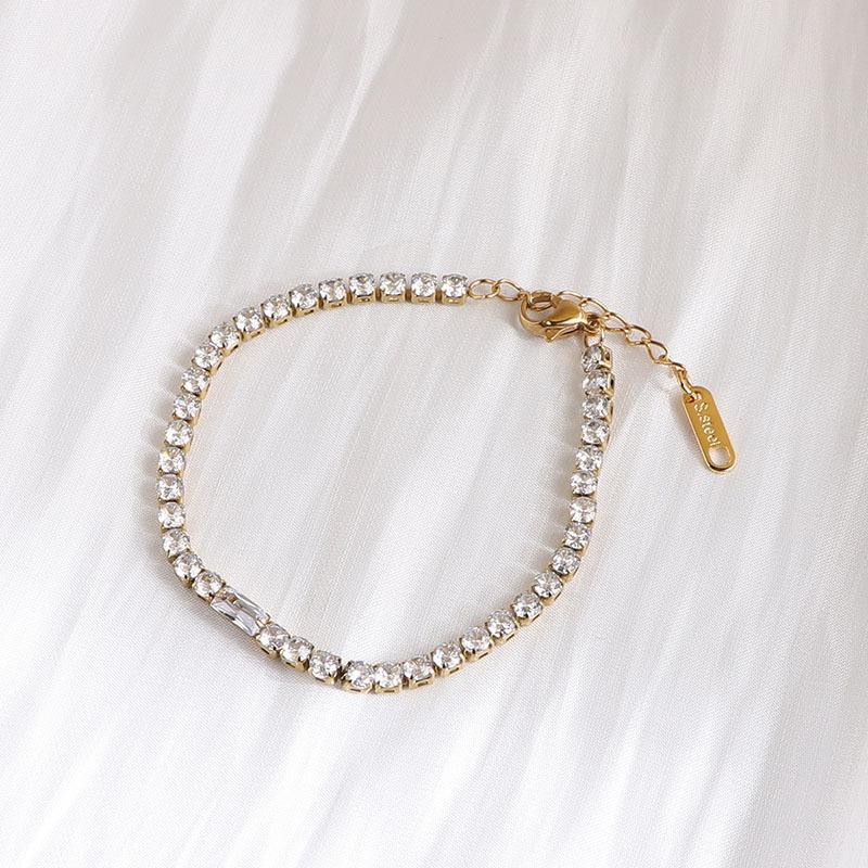 European and American Simple Temperament Stainless Steel Diamond Necklace Women's Retro Fashion Simple Neck Chain Collarbone Chain Collar Necklace
