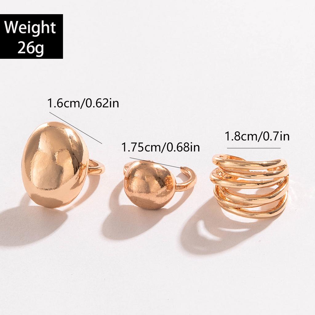 Fashionable irregular geometric openwork ring set design sense peach heart butterfly opening ring for women